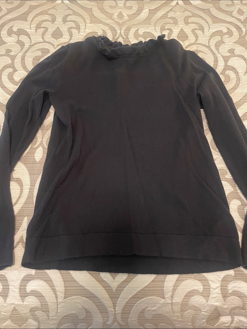 J. Crew Black Ruffle Neck Sweater Size XS